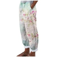 Ženske ležerne pantalone Ljeto elastični struk široki noga pantnica modna tiskana torba za plažu na