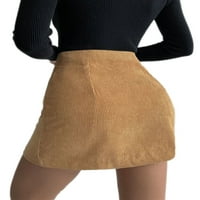 Cindysus ženske casual solid color Corduroy kratke suknje Dame Jednobojna mini suknja sa džepovima na