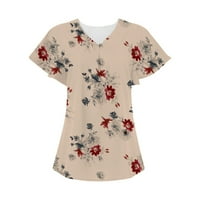 Cvjetni vrhovi za žene Ljeto Flowy Majica kratkih rukava Dressy Slim Fit Tunic Bluza Vintage Graphic