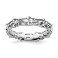 Čvrsti sterling srebrne magable Fleur de LIS prsten večnosti 9