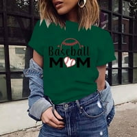 Ecqkame Osnovni tinejdžeri za žene Ležerne prilike tiskane majice s kratkim rukavima za okrugle vrat tiskana labava bluza Gree Green XL zazor