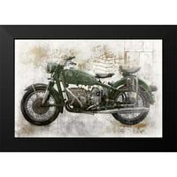 Roozbeh Crni moderni uokvireni muzej umjetnički print pod nazivom - Zeleni motociklââ
