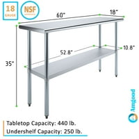 Amgood 60 dugačak 18 radna stola za duboku nehrđajuću čeliku