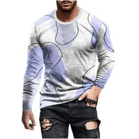 Homodles Muški grafički grafički posad - Crewneck tiskani 3D s dugih rukava šarene linije Pulover džemperi