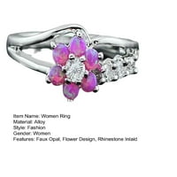 Moćno snimljeno Žene okrugle rez sjajnog rastane boje intaid geometrijski ukras ukras poklon dame ladies fau opal cvjetni dizajn party ring nakit za upoznavanje
