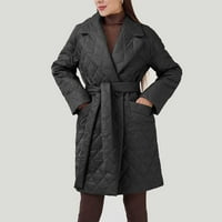 Ženski povremeni pamučni kaput Rhobbic V-izrez dugačak kaput topli kaput