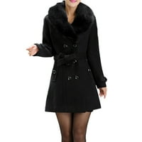 Yievt kaput za žensko modno čišćenje ženske zimske reverske vunene kaputske jakne dugih rukava preko