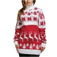 Božićni turteneck pleteni žakard par džempera Top žene l