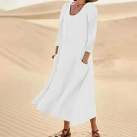 Guvpev ženska modna casual baš pamučna posteljina od pamučnog platna u boji - bijeli xxxxl