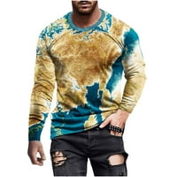 Muški mapu svjetske 3D tiskane majice casual košulja za vježbanje dugih rukava posada pulover mekane
