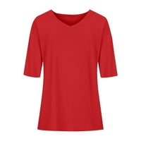 Radni bluze na vrhu rukava Dressy casual v vrat pune ljetne majice i tees 4xl crvena