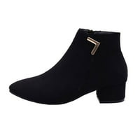 Čizme za žene dame modne ležerne pune boje šiljaste cipele cipele cipele cipele crna