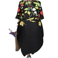 Keeccty ženski rukav cvjetni ispis pulover baggy midi haljina
