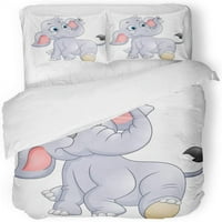 Posteljina set debla slatka beba slona crtani lik Veseli dečji dečji dvostruki dvostruki prekrivač sa jastukom za kućnu posteljinu dekoracija sobe
