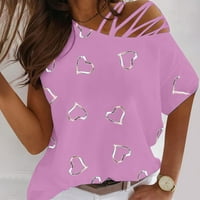 Majice za žene modni ljetni okrugli vrat kratki rukav ljubav tisak majica bez kaiševine, a izlazi majica ružičasta s