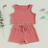 Suantret Toddler Kids Girls Ljeto odijelo bez rukava s kratkim kratkim kratkim kratkim kratkim kratkim