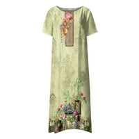FOPP prodavca Ženske casual haljine Odštamljene haljine Ljetne haljine ispisane naletene okrugle vrata