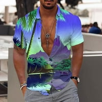 Ernkv muške čišćenje košulje moda Havajska plaža Dugme za odmor Tropical scenografije Ispis Tees Summer