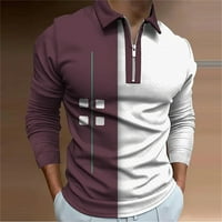 Muške polo majice Zima i jesen Ležerni print patent zatvarača skrenite ovratnik bluza dugih rukava polo majice za muškarce