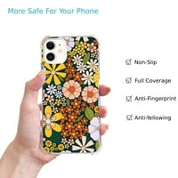 Retro Cvijeće Kompatibilan je s iPhone 12, jedinstvenim umjetničkim dizajnom TPU poklopca branika