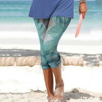 Dadaria Capri pantalone za žene plus veličina Stretch nacrtavce otisnute skrivene hlače Mint Green XL,