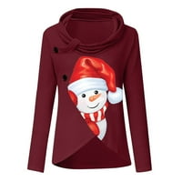 Outfmvch džemperi za žene božićni gumb džemper duks duks pulover vrhovi bluza majica kardigan za žene