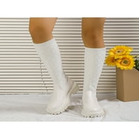 TENMI Ženske čizme Chunky platforme peta čarapa Boot elastične modne čizme Povucite na toplom bootie hodanje udobnosti lagane zimske cipele Beige 6