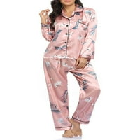 NOLLA Ženska noćna majica i hlače Loongeweblovanje elastične struke Sleep odjeća dame prugaste pidžame setovi Leopard tiskani salon ružičasta dizalica M