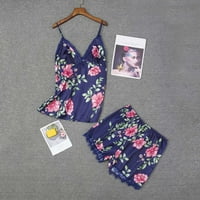 Ženski set pidžame - ljetni cvjetni print Cami top and kratkim hlačama set seksi fahion donje rublje saten camisole pidžama