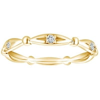 0. Karat Okrugli bijeli prirodni dijamantni dijamantski vjenčani prsten 14K Čvrsto žuto zlatno prsten veličine-5.5