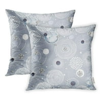 Doodle srebrni akvarelni krugovi nasumično raspoređeni apstrakcijski jastuk za jastuk za jastuk, skup