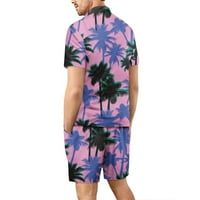 Muški cvjetni gumb prema dolje na Havajskim setovima, ležerna majica i kratke hlače, tukla je ljetna