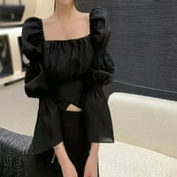 Y2K Ljeto Vintage Wovene Elegantne casual bluze Dugi rukavi Ležački pramce Korejski modni slatkih košulja