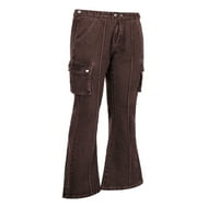 Žene Visoki struk široki nogovi dno Baggy Jeans Side džep traper hlače Vintage Cargo pantalone