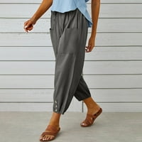Posteljine hlače za žene Ležerni elastični visoki struk Capris Baggy Croadgwed Duksevi sa širokim nogama