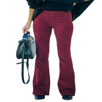 Multitrustne ženske ležerne hlače, elastične struine solidne boje tanke-fit široke pantalone za noge