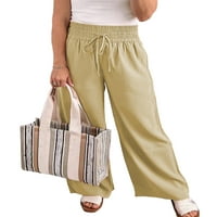 Prednje ljetne casual pantalone za žene visoke boje pune boje ravne pantalone labave pantalone sa širokim