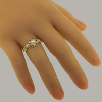 British napravio 18k žuti zlatni kultivirani biser i ružičasti turmalin Ženski prsten - Veličine Opcije - Veličina 11.5