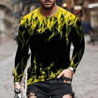 Majice s dugim rukavima za muškarce modni realistični 3D digitalni vatri tiskani majica mišićna vježba