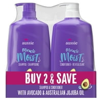 Aussie Miracle Moist sa uljem Avokado & Jojoba, Paraben Besplatan šampon i regenerator, 30. FL Oz Dual