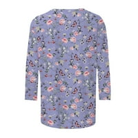 Tosmy Womens Tops udobne t majice za žene modni ležerne ljetne vrhove posade za rukav Confil cvjetni
