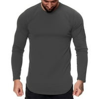 Muška modna casual Sportska fitnes na otvorenom zakrivljeni rub čvrsta boja košulja s dugim rukavima Top majice MENS