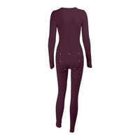 Wofeydo Pajamas za žene postavljene, na dugme za žene na dugme za odrasle Funkcionalni ženski kombinezon, ženske pidžame setovi Purple 3xl