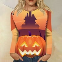 Ženska modna okrugla vrat dugih rukava zimska casual top halloween tiskana majica
