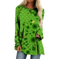 Modni ženski casual labavi okrugli izrez dugih rukava majica TOPS Green XXL