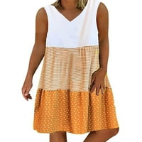 Luxplum ženski tenčani haljina V izrez Sundress Polka dot ljetne midi haljine labava zabava narančasta