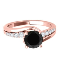 Aonejewelry 1. ct. TTW Halo Black Diamond zaručnički prsten u 14K ružičastog zlata
