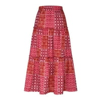 WHLBF ženske suknje midi duljina plus veličina, ženska ležerna boemska štampa Retro stil Elegantna suknja