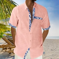 Pujkor na plaži s kratkim rukavima Kardigan majica MENS Gumb Contrast Revel majica kratka bluza Romper
