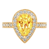 2. CT sjajan krug Clear Simulirani dijamant 18k žuti zlatni halo pasijans sa Accentima prsten sz 4.5